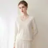 Fio Consinee 100% Caxemira Suéter de Caxemira Premium Slim-Fit Feminino Malha Base Versátil