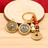 Latão Doze Signos do Zodíaco Oito Divindades Guardiãs Moedas dos Cinco Imperadores Rotativas Cabacinho Abridor Chaveiro de Carro Pingente de Segurança
