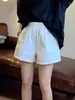 Shorts Casuais Elásticos de Cintura para Mulheres, Calças Esportivas de Cintura Larga com Caimento Solto, Hot Pants Versáteis Emagrecedores