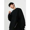 Sudadera de Manga Larga para Hombre, Color Sólido, Versátil, Cuello Redondo, Moda Otoñal, Personalidad, Estilo Retro Casual Básico, Top Básico