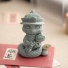 Serpiente Espíritu Ofrece Mascota de Té de Piedra de Arena Verde Rui Juego de Té Sala de Estar Mesa de Té Oficina Adornos Año de la Serpiente Artesanías Decorativas