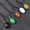 Colgante pequeño ovalado de jade y ágata de cristal natural semiprecioso, colores aleatorios, accesorios para collar, producto nuevo transfronterizo.