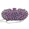 Bolsa de Pedra Nova Roxo Diamante Bolsa de Jantar Recorte Diamante Banquete de Noiva Mão Bolsa Feminina Bolsa de Vestido