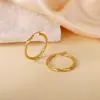 Pendientes de Otoño e Invierno 2024 Moda Elegantes Estéreo de Gama Alta Hebilla de Oreja Hilo Retorcido Anillo Liso Acero de Titanio Femenino con Estilo