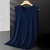 Camiseta Regata de Seda Gelada Masculina Verão Malha de Secagem Rápida Sem Mangas Solta Tamanho Grande Gola Redonda Camiseta Versátil