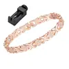 Pulsera Magnética de Venta Caliente Transfronteriza para Hombres y Mujeres, Trébol de Cuatro Hojas Desmontable con Pedrería, Patrón de Dragón, Pulsera Magnética de Energía Cruzada