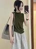 Chaleco de punto de cuello alto Jomi para mujer, nuevo estilo coreano casual para otoño 2026, corte ajustado, top sin mangas para usar en capas