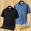 Camiseta de manga curta para verão atacado masculina cor sólida camisa básica moda coreana manga meia estação tamanhos grandes roupas para casais homens