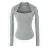 Ins Ropa de mujer estilo europeo y americano al por mayor 2026 Otoño Nuevo Pura Deseo Sexy Cuello Cuadrado Manga Larga Ajustado Capa Base