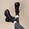 Botas Martin de Suela Gruesa para Aumentar Altura para Mujer 2026 Otoño/Invierno Zapatos de Piel Estilo Británico Botines con Peluche Tacón Grueso Botines Cortos