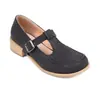 Nuevos Zapatos de Salón de Mujer con Forma de T Redondos de Punta Tacón Grueso Zapatos de Salón para Mujer Primavera y Otoño Hebilla en Forma de T Casual Zapatos Mary Jane para Comercio Exterior