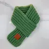 Bufanda de Punto Estilo Coreano para Niños, Linda, Invierno, Sencilla, Versátil, Cálida, con Parche de Cuero, Bufanda de Lana