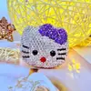 Agujero Recto Colgante de Gato de Diamante Hecho a Mano Llavero Colgante Cadena de Llaves de Coche Bolso Colgante para Niña Venta al por Mayor Creativo