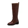 40-50 Estación Independiente de Comercio Exterior Europeo Talla Grande Botas de Mujer Primavera Otoño Huecas Tacón Grueso Botas Altas Sandalias Flotantes