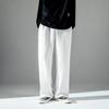 Pantalones de pierna ancha de marca de moda de estilo simple y holgado de color sólido para hombre, pantalones rectos casuales con drapeado de moda de primavera y otoño