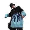 Suéter Flame Solto Coreano Novo Outono e Inverno Feminino Casal Estudante Moda Camisa de Malha Top (