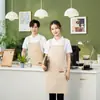 Delantal de cocina impermeable y a prueba de aceite con impresión publicitaria de logo, correa de hombro ancha y gruesa, delantal para catering al por mayor