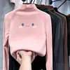 Linda camiseta de manga larga estampada para niños, nuevo estilo otoño/invierno, diseño coreano, hecha con suave tejido polar, capa base cálida para niñas