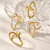Mili Moda Europeia e Americana Anel de Linha Irregular Simples Exagerado Geométrico Aço Inoxidável Ouro 18K Anel de Dedo Aberto