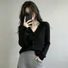 Cardigã de Tricô Feminino de Manga Longa Outono/Inverno Estilo Francês Solto Preguiçoso Design Versátil Senso de Moda Suéter de Nicho Branco