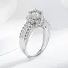 Transmisión en Vivo Más Vendido Nuevo Estilo Anillo con Incrustaciones de Imitación de Moissanita de 1 Quilate Anillo de Moda Transfronterizo para Mujer Anillo Simple Anillo