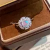 Anillo de corte rosa de milenio de ocho puntas de transmisión en vivo súper ventas de alta gama con incrustaciones de diamante de alto carbono diamante cuadrado push Paraiba anillo para mujer