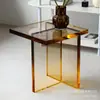 Mesa de Centro Transparente de Acrílico Personalizada para Sala de Estar, Adequada para Apartamentos Pequenos, Mesa Lateral de Sofá, Mesa de Centro para Varanda Estilo Nórdico, Luxo Leve