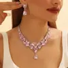 Explosiones transfronterizas: collar y pendientes de novia con diamantes de imitación europeos y americanos, accesorios de vestir de moda exagerada para banquetes y fiestas.