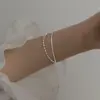 Pulsera de plata esterlina s925 con gorro estrellado de doble capa para mujer, brillante, de grano de arroz, ins, de lujo ligero de alta gama, joyería para la mano