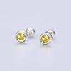Aretes Simples de Carita Sonriente para Mujer Plata Esterlina s925 Elegantes Cool Color Gota de Aceite Cierre de Rosca Giratorio Aretes Creativos para Mujer