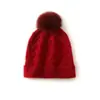 Cachemira 2025 Otoño e Invierno Nuevo Sombrero Casual de Punto de Moda Cálido y Grueso para Mujer con Clase de Color Puro con Cable y Bola de Lana
