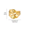 Anillo Geométrico con Abertura Lineal Calada Casual y Versátil de Acero Inoxidable para Mujer Anillo con Textura Starburst Chapado en Oro de 18K
