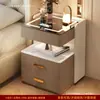 Mesa de Cabeceira Inteligente Simples Moderna Luxo Leve Carregamento Sem Fio Armazenamento Integrado Quarto Três Gavetas Gabinete de Cabeceira em Couro Patinha de Gato