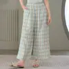 Calça de Algodão com Estampa Floral para Casa, Nova Calça Casual Solta de Verão, Calça de Gaze de Camada Dupla com Bolso Confortável e Respirável para Caminhada