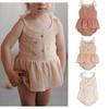 Ins26 Mono de Verano Estilo Coreano para Niñas Mono de Tirantes con Bordado Floral para Bebé Mono Vestido para Bebé