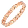 Pulsera Magnética Popular Transfronteriza Europea y Americana, Elegante Aleación de Trébol de Lujo Ligero Incrustada con Diamantes, Pulsera Magnética de Una Fila para Mujer