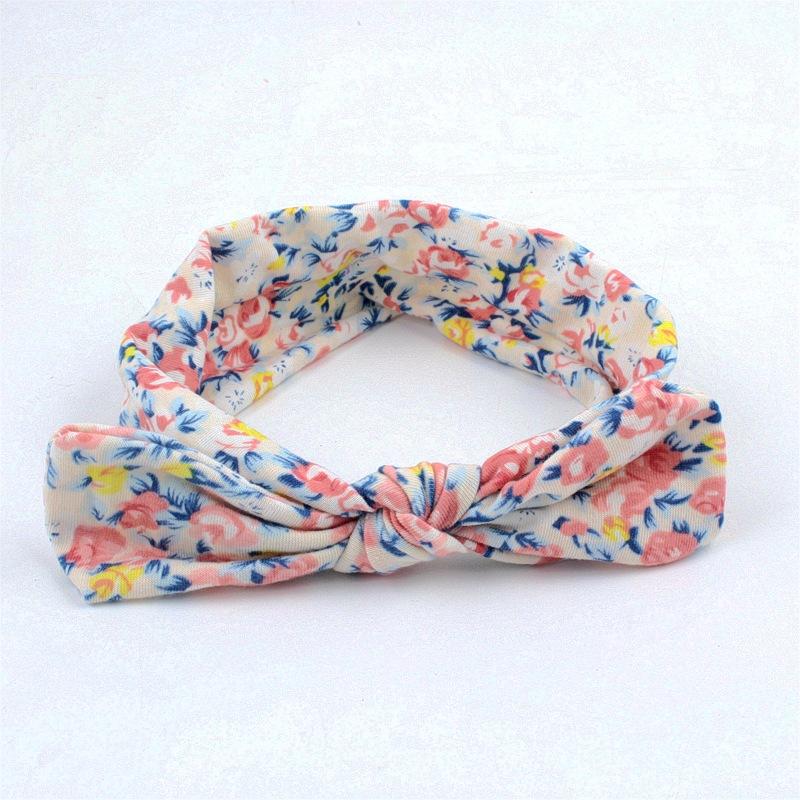 6色 碎花兔耳朵仿棉儿童发带01