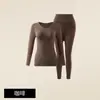 Capa base de otoño e invierno adelgazante control de abdomen ropa interior térmica conjunto térmico grueso de manga larga y pantalón largo para mujer