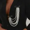 Un broche retro y elegante de múltiples capas en forma de U con perlas de imitación, con un diseño lujoso, es adecuado para bodas, fiestas, vacaciones, uso diario, fotografía de estilo callejero, y es un accesorio de regalo de moda tanto para hombres como para mujeres.