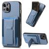 Adecuado para Funda de Teléfono Apple 18 Pro, Patrón de Fibra de Carbono, Soporte con Apertura Superior e Inferior, Ranura para Tarjeta, Pegatina de Cuero, Funda de Cuero Lisa para iPhone 18