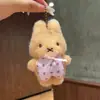Chaveiro de coelho floral fofo estilo coreano, pingente de pelúcia, acessório para bolsa de estudante, boneca de decoração, pequeno ornamento