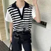 Moda Retrô Casual Versátil Color-Blocking Falso Duas Peças Manga Curta Tricô Verão Novo Estilo Top Feminino