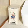 Cubo de Basura Grande para Cocina Operado con Pedal Alto Valor Estampado de Dibujos Animados Baño Dormitorio Nuevo Tapa Pop-Up Papelera Shi Hua