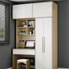 Nova Mesa de Estudo Infantil Estilo Chinês com Armário Integrado, Mesa para Computador com Combinação de Guarda-Roupa e Estante