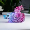 Enfeite de Dragão Zodiacal de Vidro, Dragão Auspicioso para Mesa de Escritório e Decoração de Casa, Artesanato para Atrair Riqueza, Dragão de Cristal Amarelo