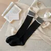 Estilo ballet serie miu color block doble costura adelgazante JK pierna bonita prenda exterior calcetines para muslo chica estilo escolar calcetines largos holgados