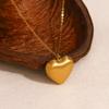 Cadena para Clavícula con Forma de Corazón Estilo Francés, Cadena de Corazón Versátil Estilo Ins Chapada en Oro de 18 Quilates con Textura Cepillada