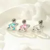 Hensen Estrela Doce Trilha Saturno Amor Zircônia Parafuso de Cabeça Dupla Aço Titânio Unha de Osso de Orelha Piercing de Orelha Feminino de Alta Qualidade