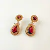 Brincos Longos Exagerados Brincos de Rubi Luxuosos Zircônia Esmeralda Vintage Joias Palacianas Medievais Brincos