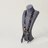 Colar Cachecol de Seda com Contas de Bolinhas Design de Nicho Feminino Corrente de Clavícula Ajustável Acessórios para Suéter